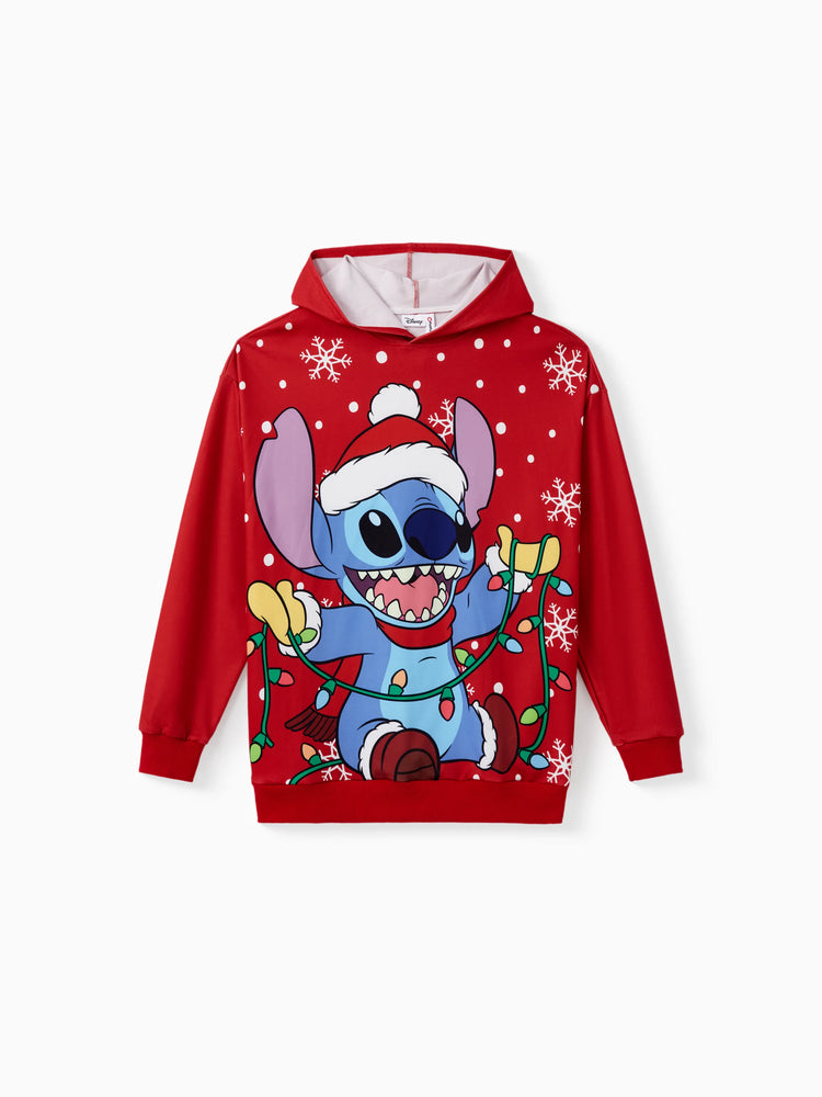 Disney Stitch Family matching 1pc Christmas Snowflake Polka dots Hoodie Red
