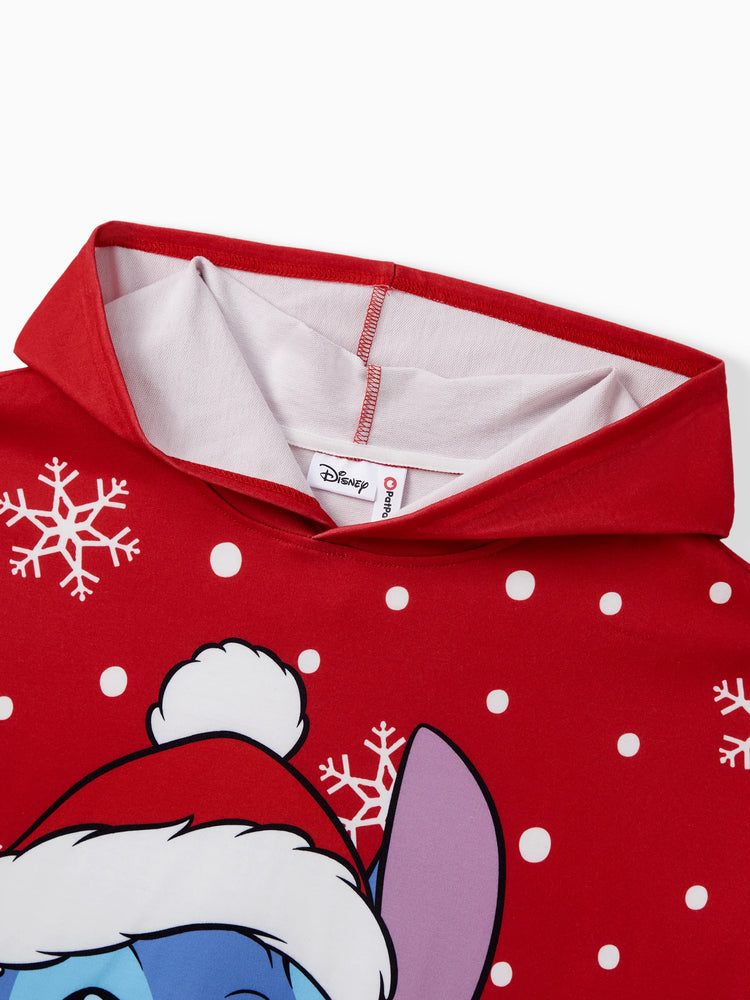 Disney Stitch Family matching 1pc Christmas Snowflake Polka dots Hoodie Red