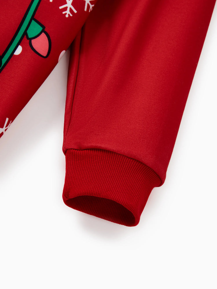 Disney Stitch Family matching 1pc Christmas Snowflake Polka dots Hoodie Red