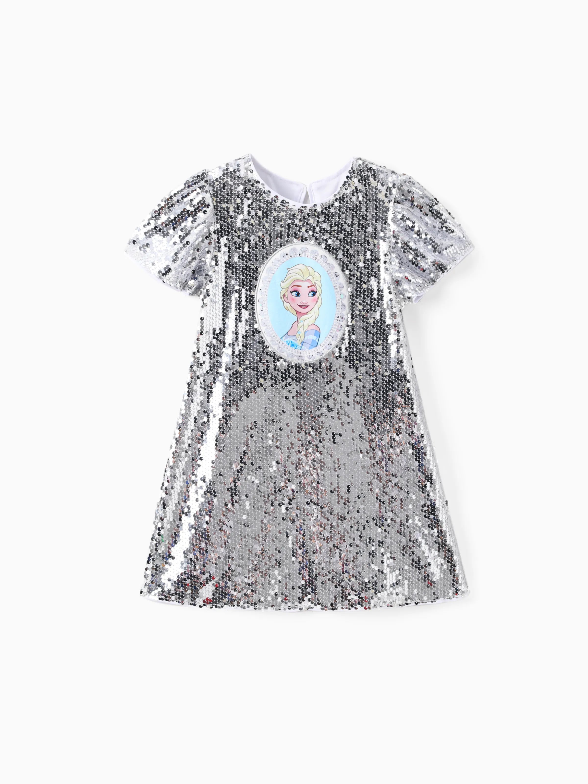 Disney Frozen Toddler Girl Elsa Ruffle-sleeve Sequin Dress Silver - PatPat Disney Frozen Toddler Girl Elsa Ruffle-sleeve Sequin Dress Silver - PatPat
