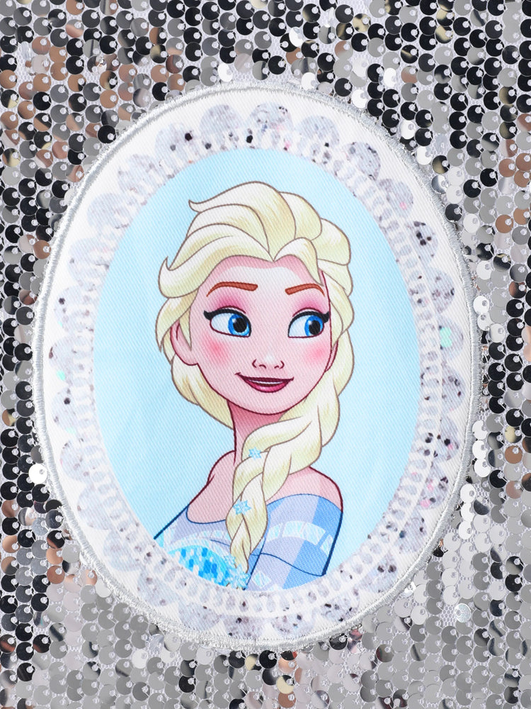 Robe à paillettes et manches volantées Elsa pour petite fille Disney La Reine des Neiges, argentée