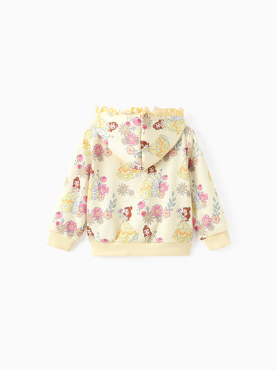 Disney Princess Baby/Toddler Girl Belle Floral Pattern Ruffled Hooded Jacket 
 Yellow