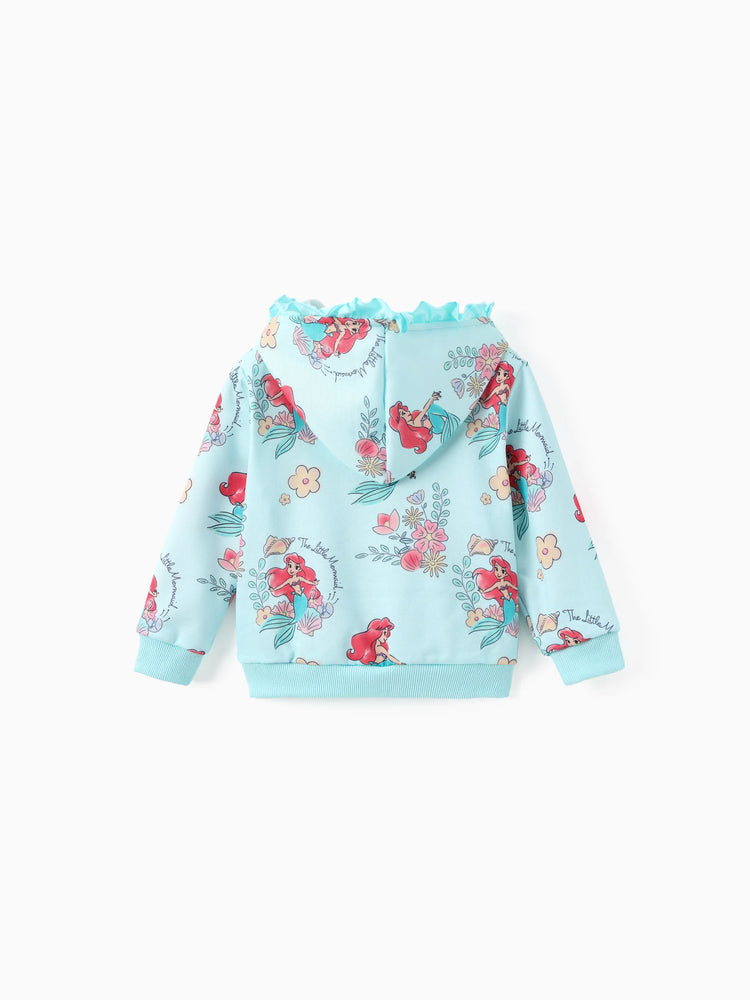 Disney Princess Baby/Toddler Girl Ariel Floral Pattern Ruffled Hooded Jacket 
 Green