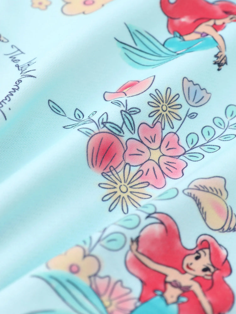 Disney Princess Baby/Toddler Girl Ariel Floral Pattern Ruffled Hooded Jacket 
 Green