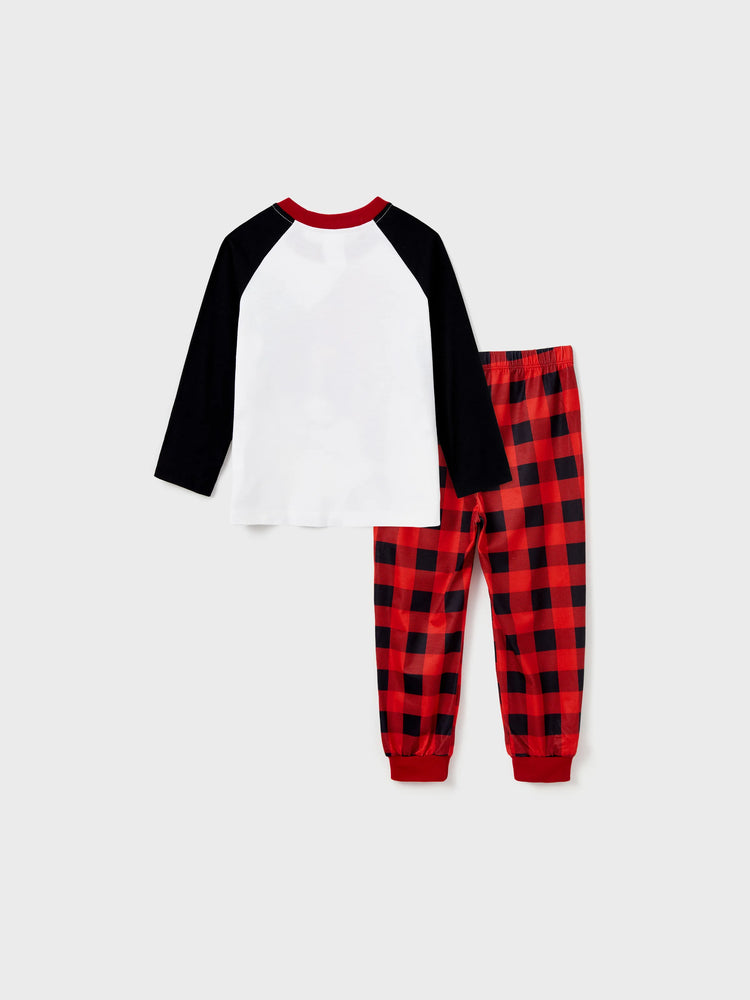 Ensemble pyjama de Noël assorti pour toute la famille, imprimé Père Noël, manches raglan et chaussettes de Noël (certifié SGS) rouge