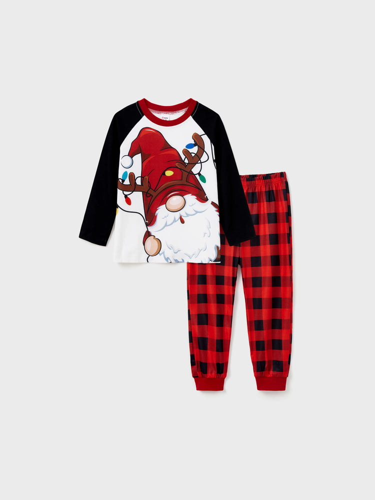 Ensemble pyjama de Noël assorti pour toute la famille, imprimé Père Noël, manches raglan et chaussettes de Noël (certifié SGS) rouge