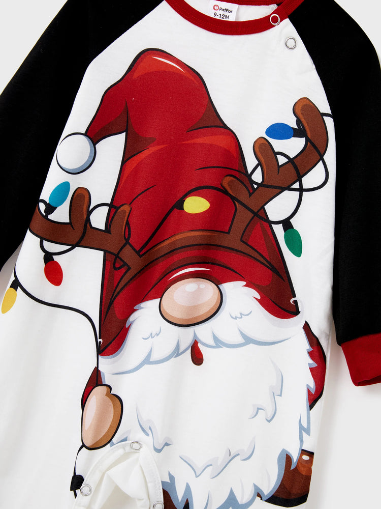 Ensemble pyjama de Noël assorti pour toute la famille, imprimé Père Noël, manches raglan et chaussettes de Noël (certifié SGS) rouge