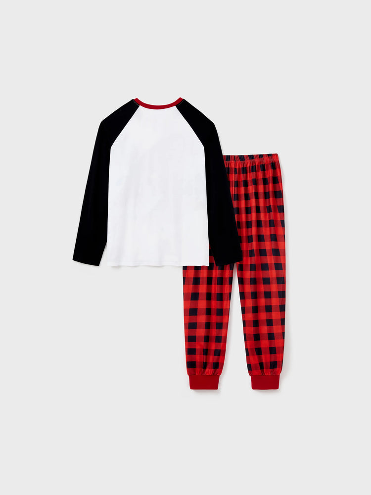 Ensemble pyjama de Noël assorti pour toute la famille, imprimé Père Noël, manches raglan et chaussettes de Noël (certifié SGS) rouge