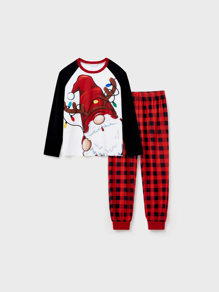 Ensemble pyjama de Noël assorti pour toute la famille, imprimé Père Noël, manches raglan et chaussettes de Noël (certifié SGS) rouge