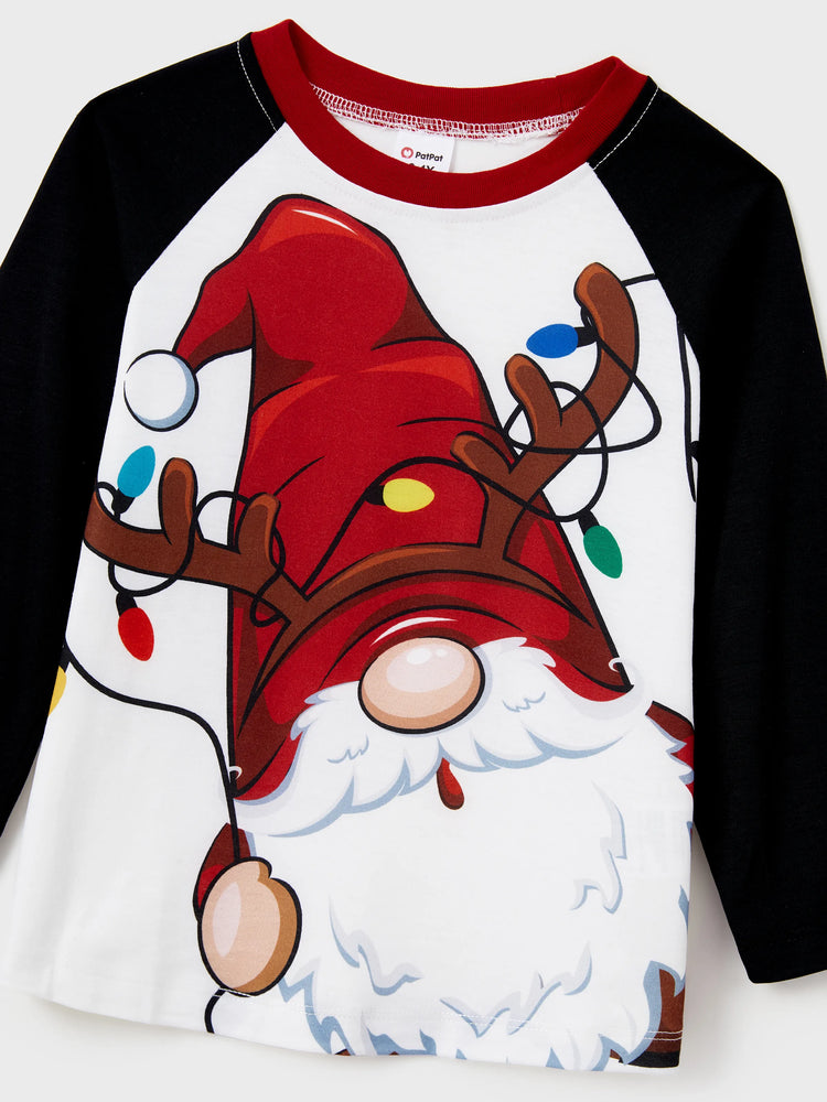 Ensemble pyjama de Noël assorti pour toute la famille, imprimé Père Noël, manches raglan et chaussettes de Noël (certifié SGS) rouge