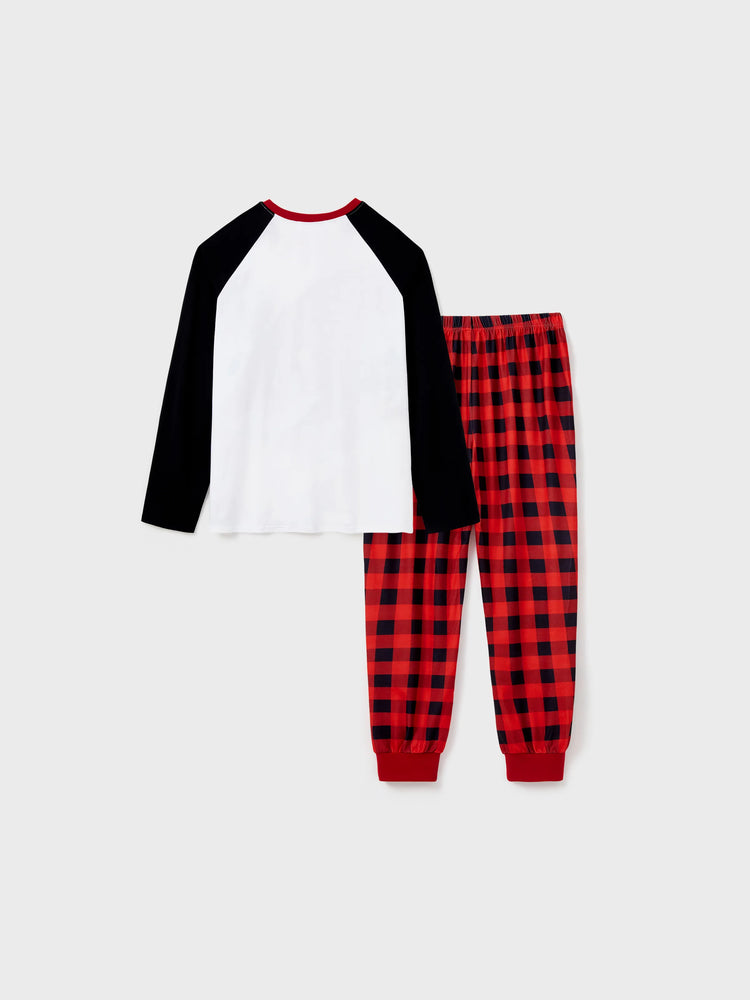 Ensemble pyjama de Noël assorti pour toute la famille, imprimé Père Noël, manches raglan et chaussettes de Noël (certifié SGS) rouge