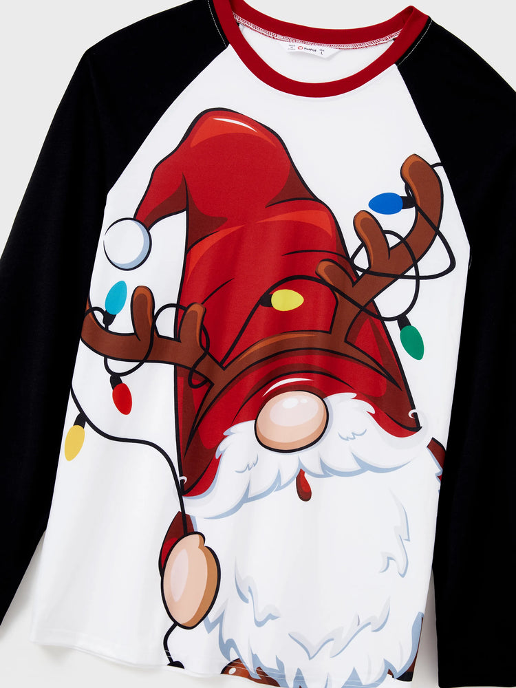 Ensemble pyjama de Noël assorti pour toute la famille, imprimé Père Noël, manches raglan et chaussettes de Noël (certifié SGS) rouge