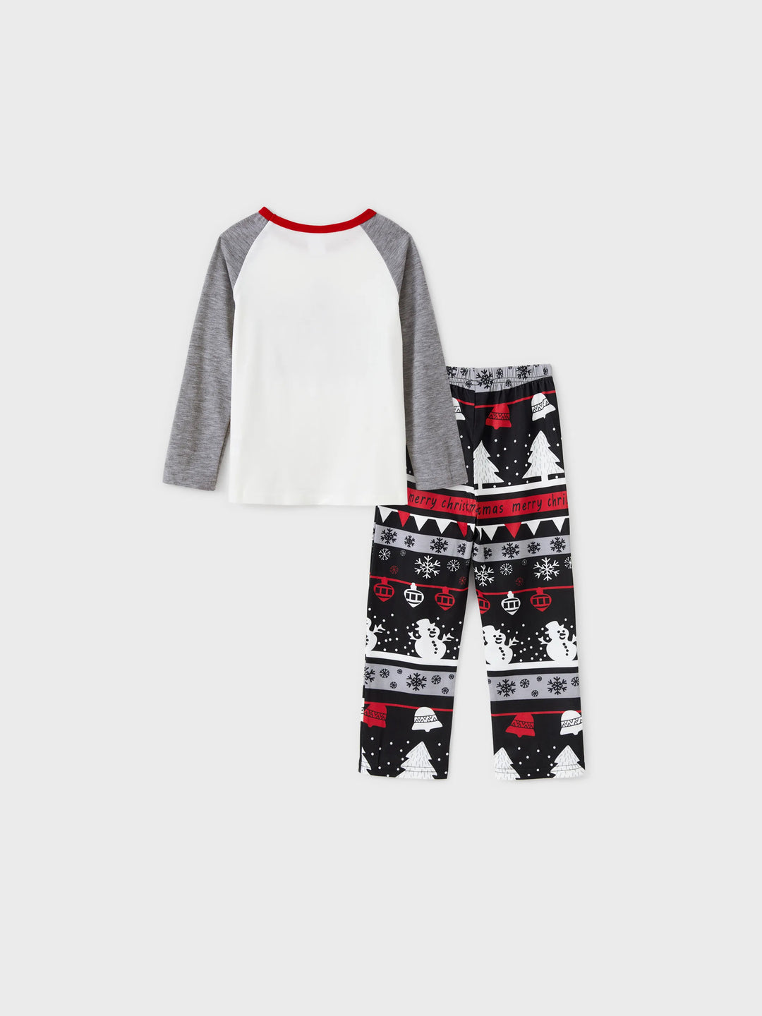 Weihnachtsbaum Schneeflocken- und Buchstaben-Print Graue Familienpassende Langarm-Pyjama-Sets mit Weihnachtssocken Grau