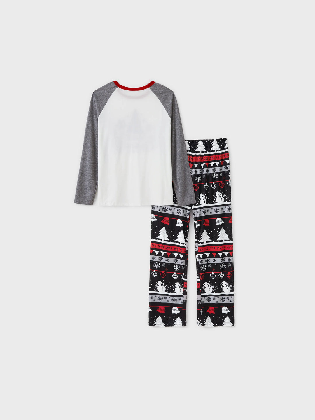 Weihnachtsbaum Schneeflocken- und Buchstaben-Print Graue Familienpassende Langarm-Pyjama-Sets mit Weihnachtssocken Grau
