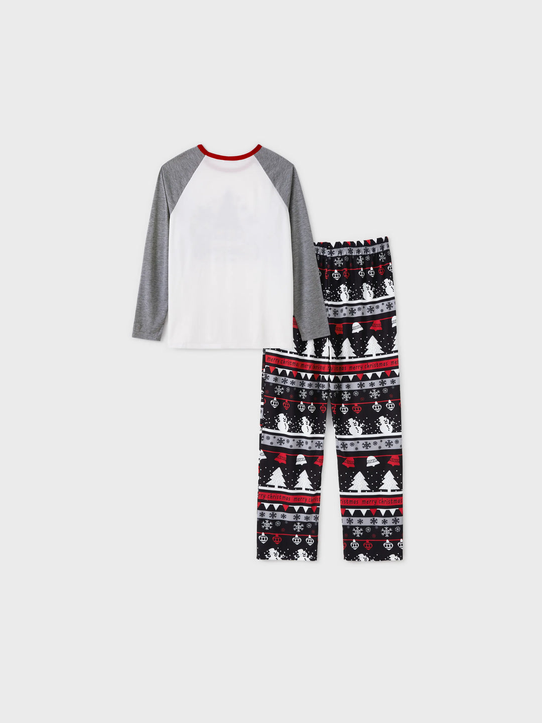 Weihnachtsbaum Schneeflocken- und Buchstaben-Print Graue Familienpassende Langarm-Pyjama-Sets mit Weihnachtssocken Grau