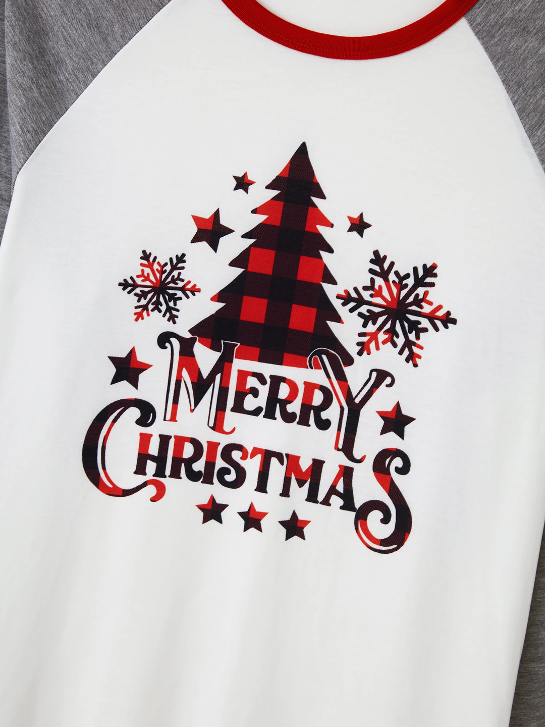 Weihnachtsbaum Schneeflocken- und Buchstaben-Print Graue Familienpassende Langarm-Pyjama-Sets mit Weihnachtssocken Grau