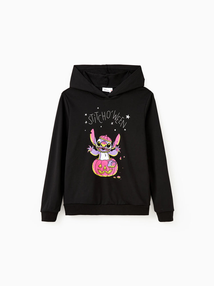 Disney Stitch Family matching 1pc Halloween Pumpkin Glow In The Dark Hoodies Black