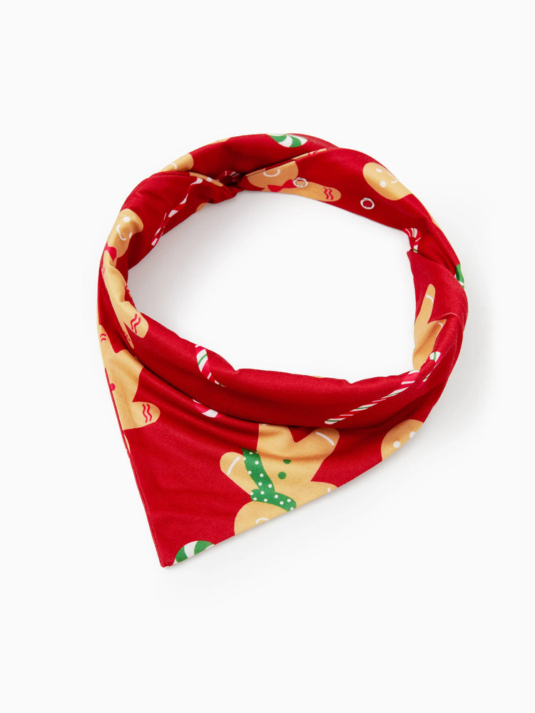 Christmas Family Matching Pajamas Sets Gingerbread Man Pattern Onesies Red-2