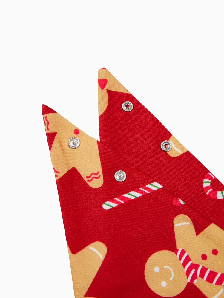 Christmas Family Matching Pajamas Sets Gingerbread Man Pattern Onesies Red-2