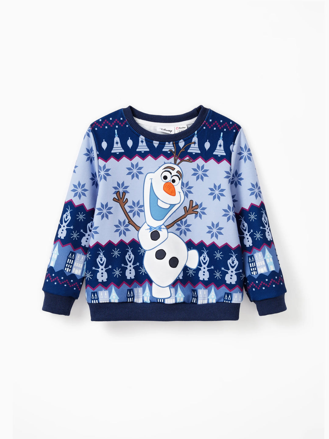 Disney Frozen Family passendes 1-teiliges langärmeliges Oberteil zu Weihnachten Elsa Anna Olaf Schneeflockenmuster  Mehrfarbig
