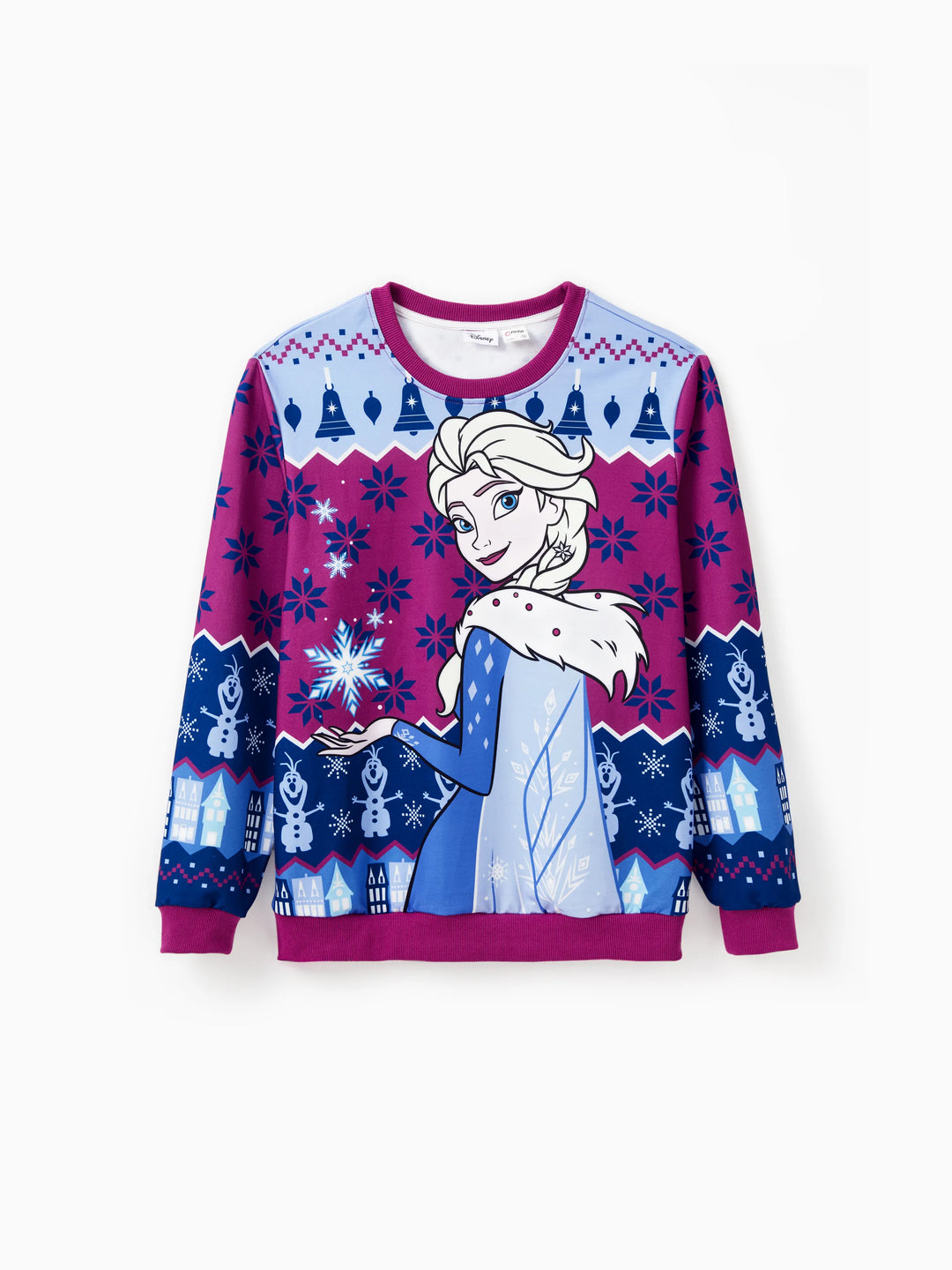 Disney Frozen Family passendes 1-teiliges langärmeliges Oberteil zu Weihnachten Elsa Anna Olaf Schneeflockenmuster  Mehrfarbig