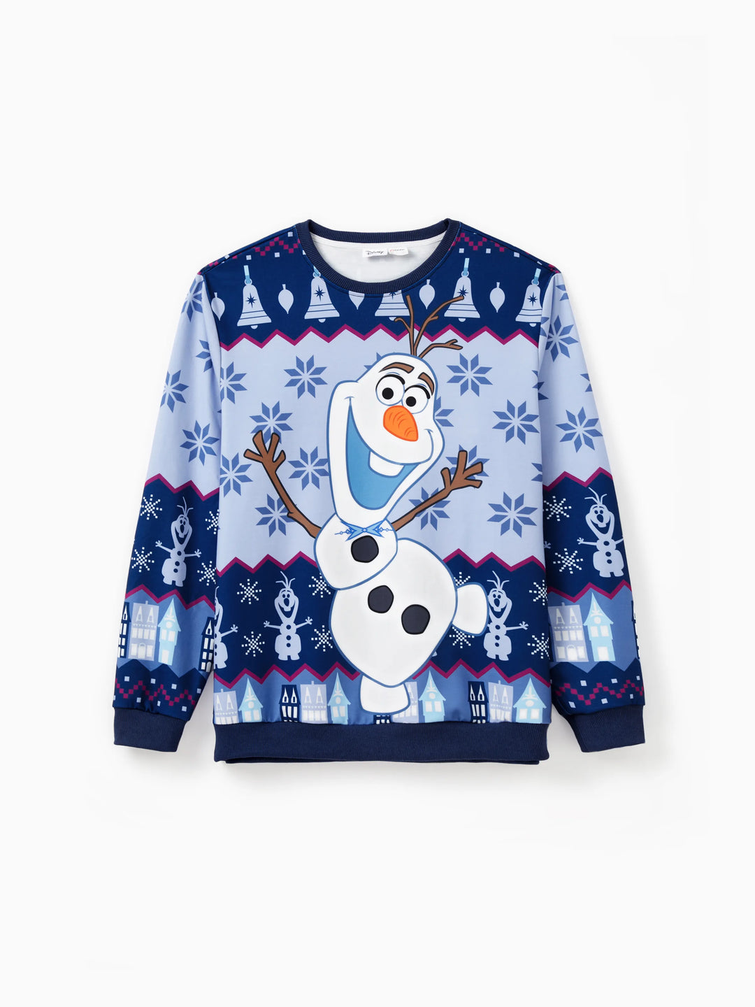 Disney Frozen Family passendes 1-teiliges langärmeliges Oberteil zu Weihnachten Elsa Anna Olaf Schneeflockenmuster  Mehrfarbig