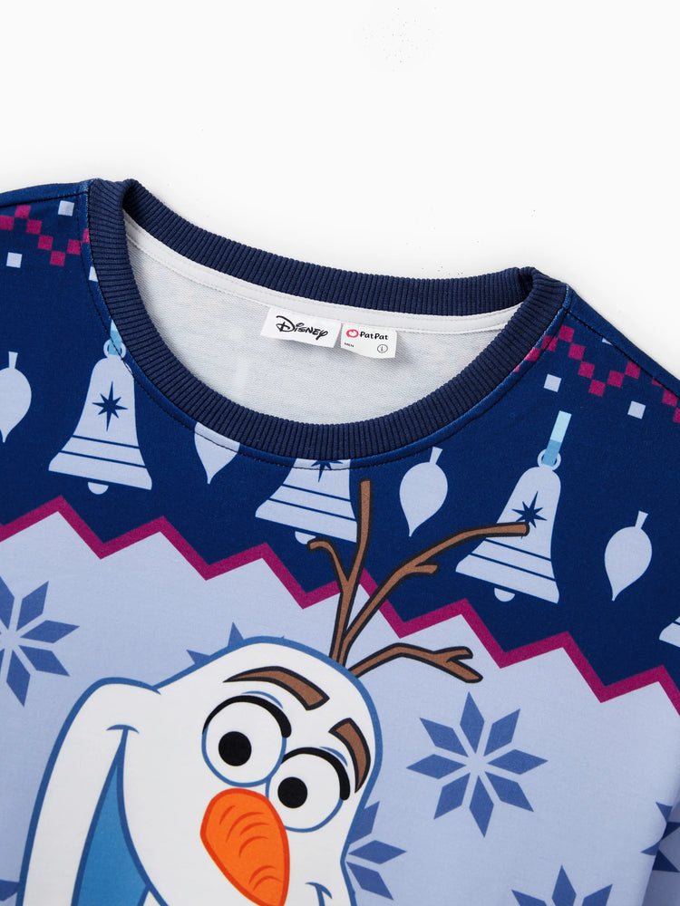 Disney Frozen Famille assortie 1 pièce Noël Elsa Anna Olaf motif flocon de neige haut à manches longues multicolore