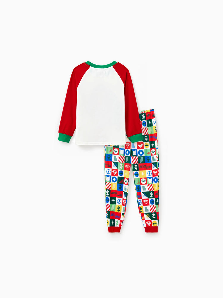 Ensemble pyjama de Noël familial assorti Batman/Sperman/Wonder Woman avec chaussettes de Noël 