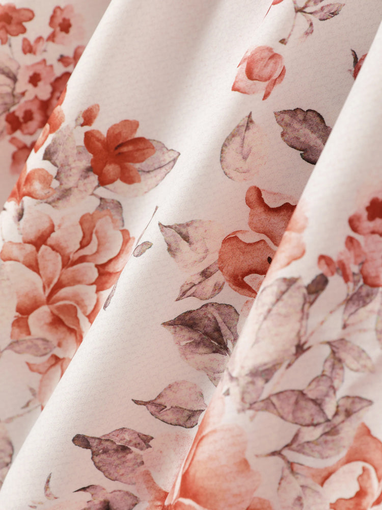 Kid Girl Floral Print Mesh Design Sleeveless Dress DarkOrange