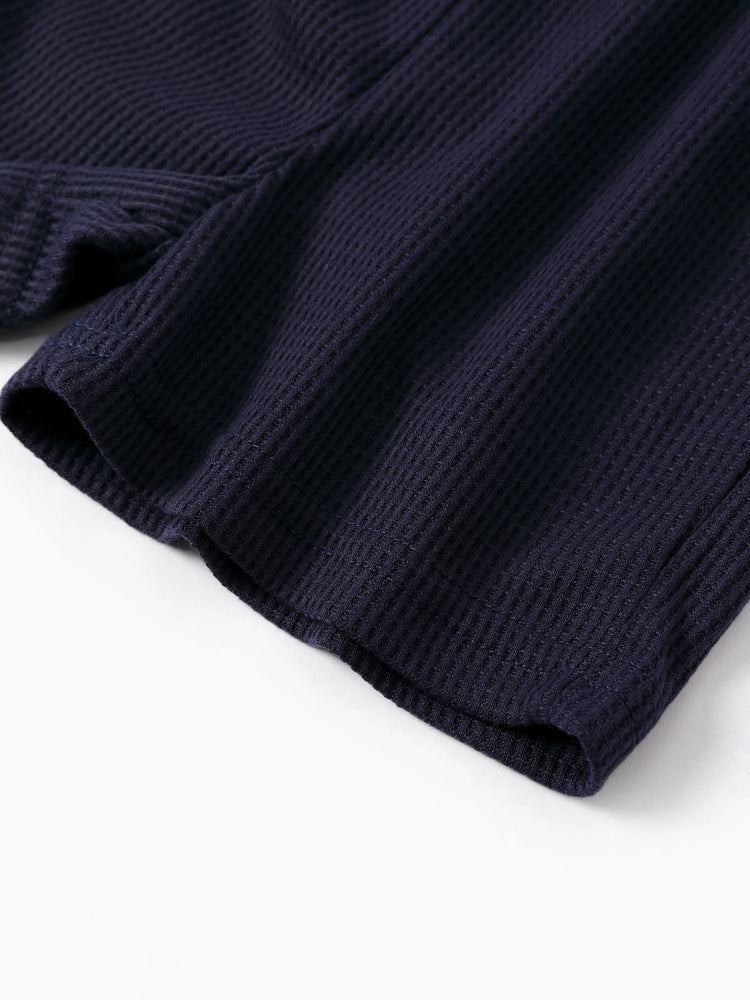 2-teiliges T-Shirt mit Raglanärmeln in Waffelmuster und einfarbigen Shorts für Kleinkinder und Jungen dunkelblau