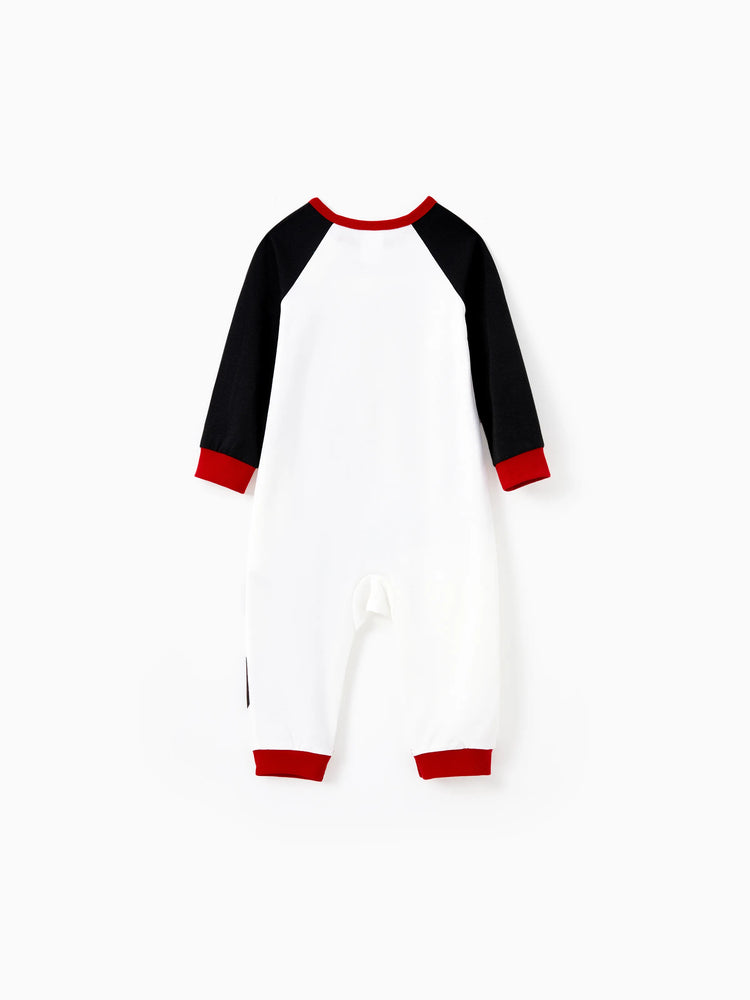 Christmas Pajamas Outfits Matching for Family Raglan Sleeves Quirky Reindeer Graphic Plaid Pants Pajamas Sets BlackandWhite