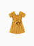 Baby Girl Puff-sleeve Solid Color Jumpsuit Ginger-2