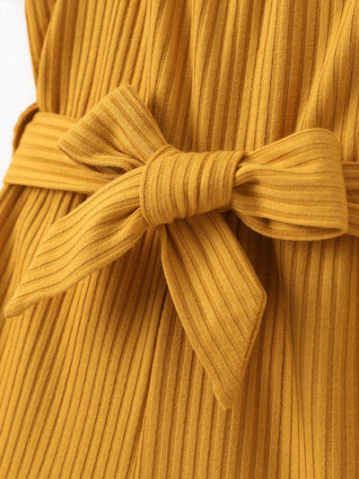 Baby Mädchen Einfarbiger Jumpsuit mit Puffärmeln Ingwer-2