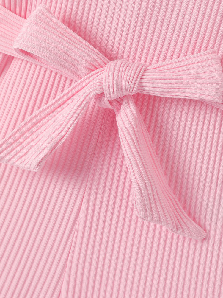 Combinaison bébé fille à manches bouffantes de couleur unie rose