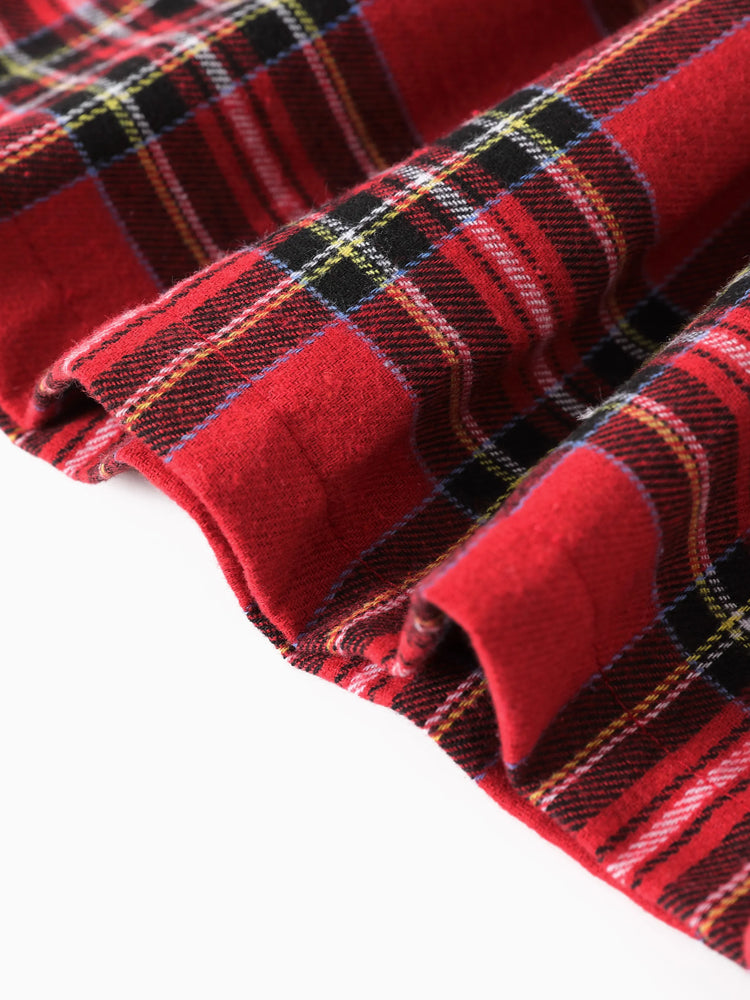 Robe de Noël à volants et imprimé quadrillé pour petite fille avec bandeau rouge