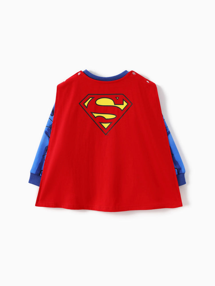 Justice League Toddler Boy Superman/Batman 3pcs Cosplay Costume with Removable Cloak Set Blue