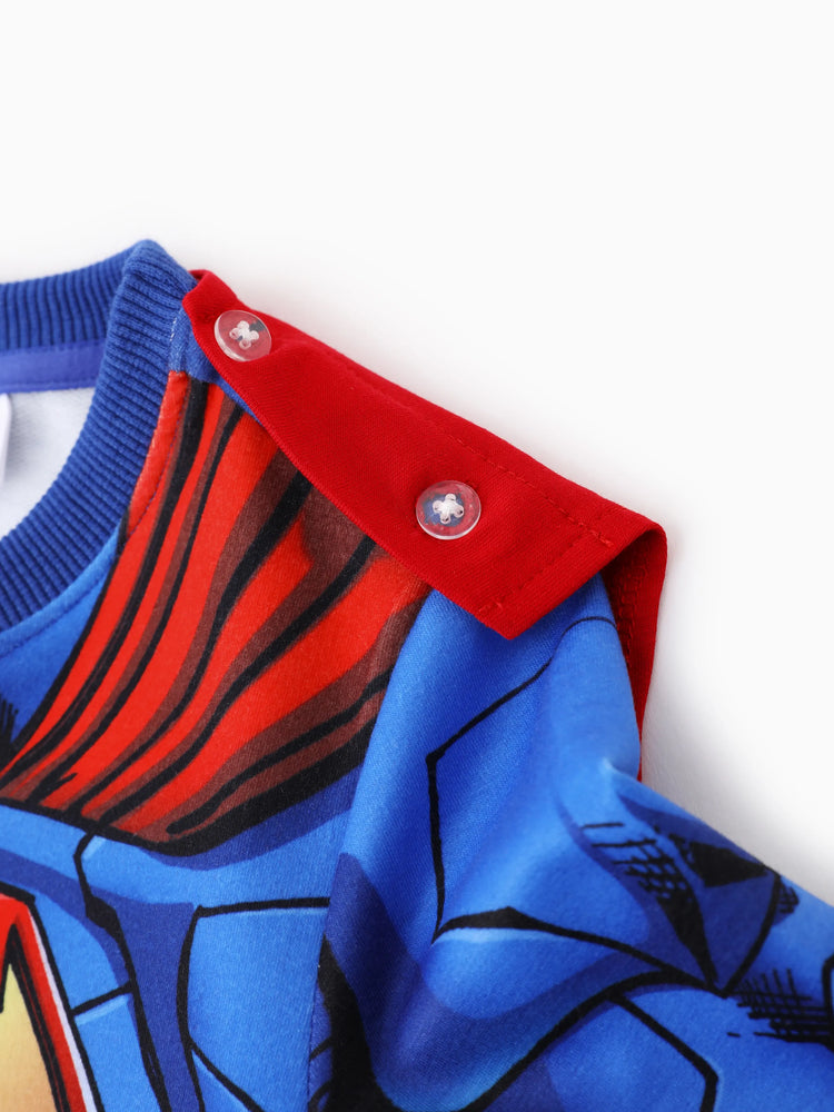 Justice League Toddler Boy Superman/Batman 3pcs Cosplay Costume with Removable Cloak Set Blue