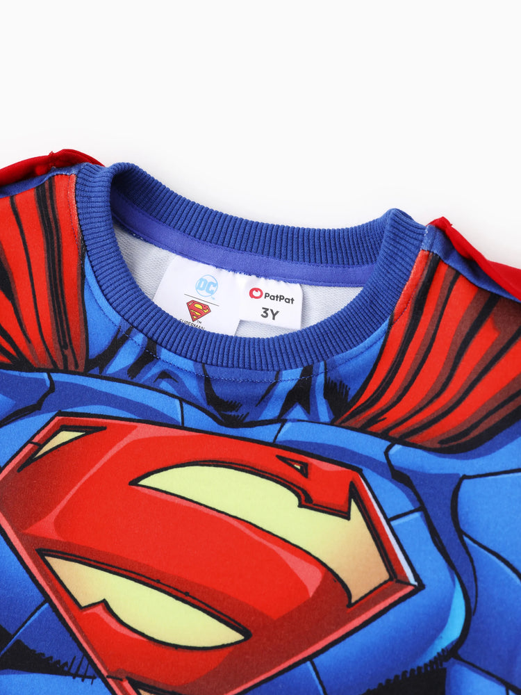 Justice League Toddler Boy Superman/Batman 3pcs Cosplay Costume with Removable Cloak Set Blue