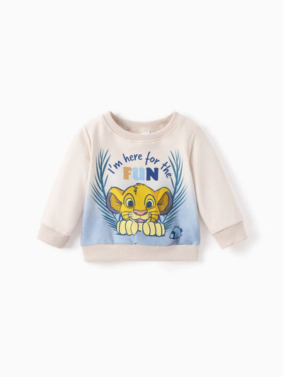 Conjunto de sudadera y pantalón a rayas con estampado de Simba de Disney El Rey León para bebé/niño pequeño, 2 piezas, color albaricoque