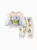 Ensemble 2 pièces sweat-shirt et pantalon rayés à motif Simba pour bébé/petit garçon Disney Le Roi Lion, abricot