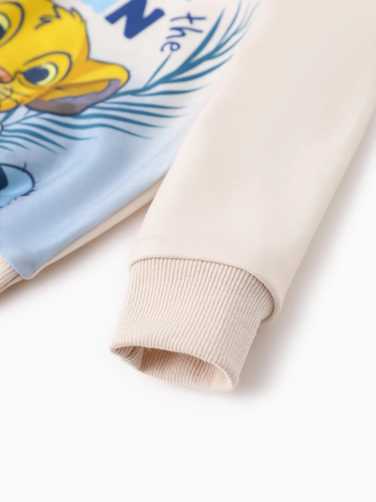 Ensemble 2 pièces sweat-shirt et pantalon rayés à motif Simba pour bébé/petit garçon Disney Le Roi Lion, abricot