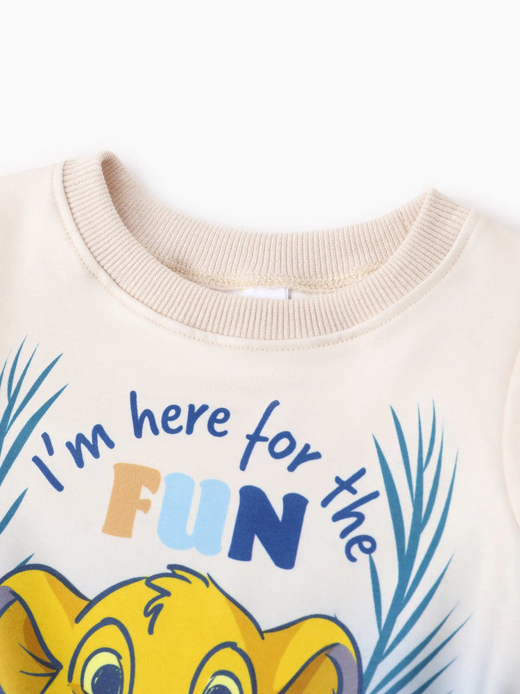 Ensemble 2 pièces sweat-shirt et pantalon rayés à motif Simba pour bébé/petit garçon Disney Le Roi Lion, abricot