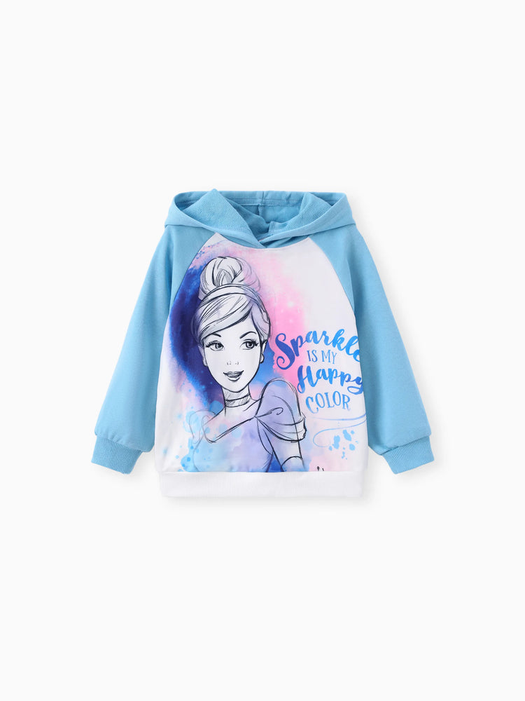 Disney Princess Toddler Girl 2pcs Cinderella Floral Gradient Drop-shoulder Hoodie with Leggings Set Blue