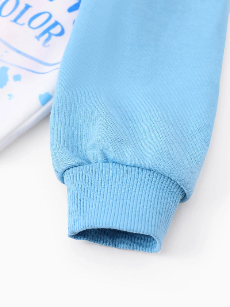 Disney Princess Toddler Girl 2pcs Cinderella Floral Gradient Drop-shoulder Hoodie with Leggings Set Blue