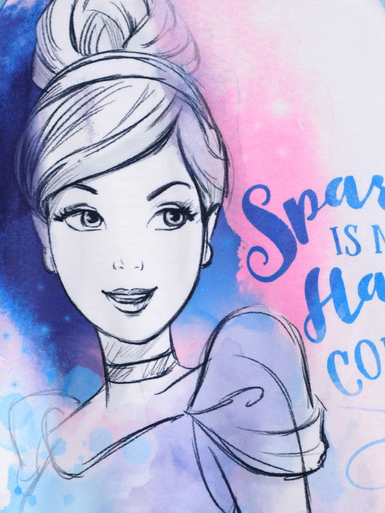 Disney Princess Toddler Girl 2pcs Cinderella Floral Gradient Drop-shoulder Hoodie with Leggings Set Blue