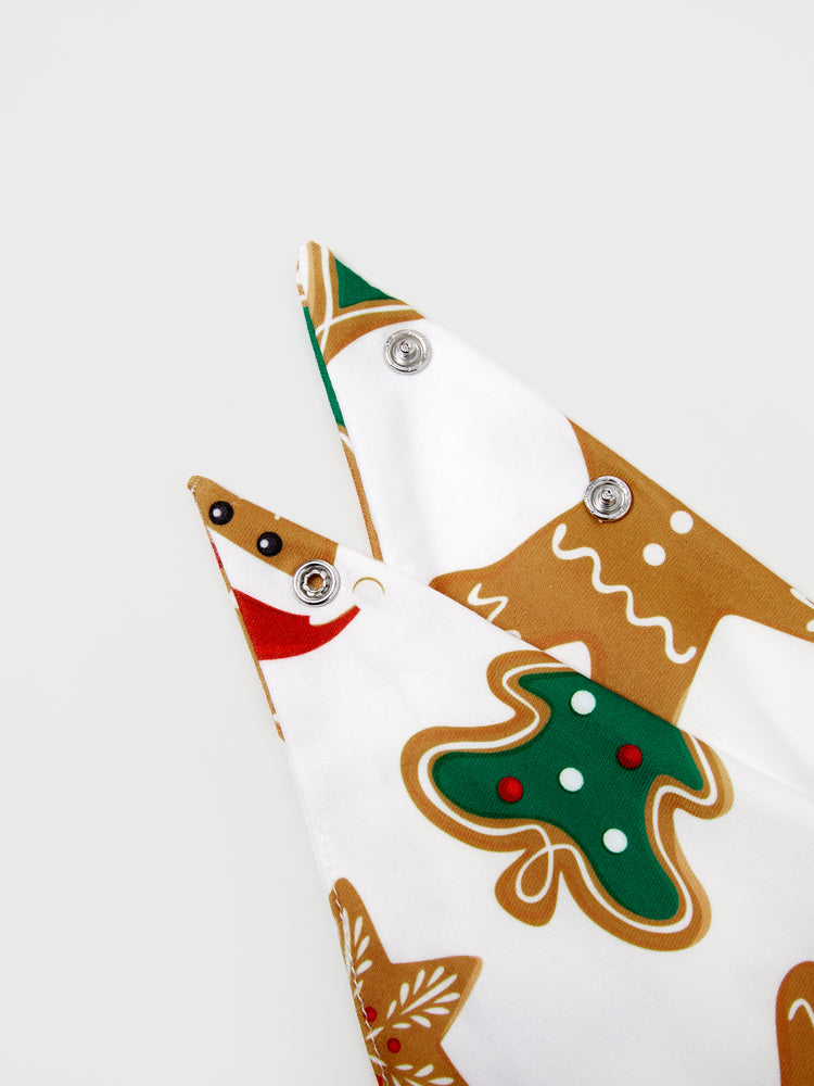 Pyjama de Noël à manches longues et imprimé arbre et bonhomme en pain d'épices, avec chaussettes de Noël, couleur café