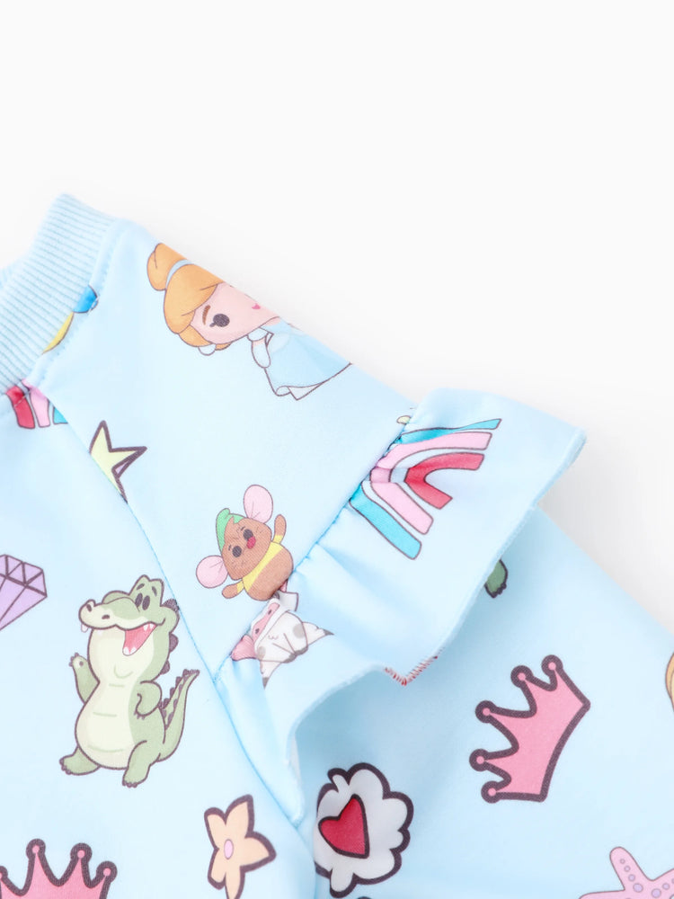 Ensemble 2 pièces sweat-shirt et pantalon à volants pour petite fille Disney Princess, bleu clair