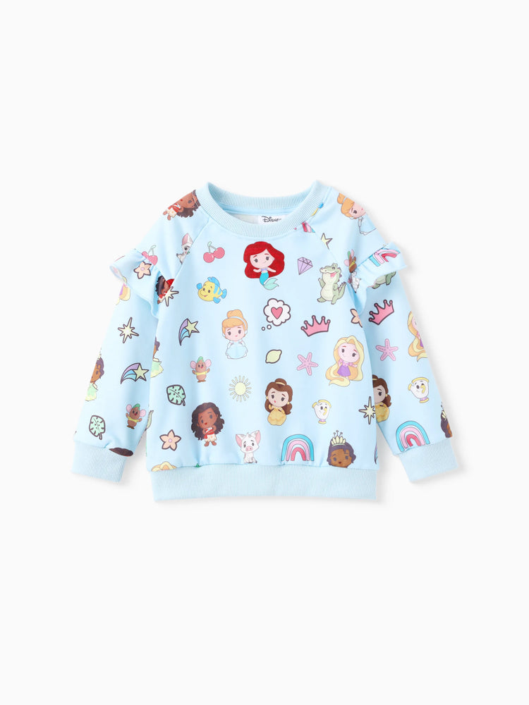 Ensemble 2 pièces sweat-shirt et pantalon à volants pour petite fille Disney Princess, bleu clair