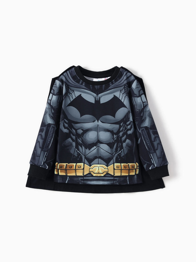 Justice League Toddler Boy Superman/Batman 3pcs Cosplay Costume with Removable Cloak Set Grey