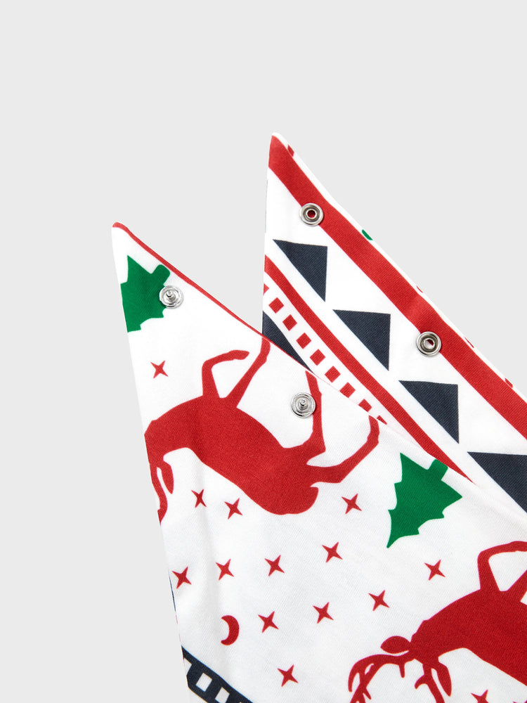 Pyjama de Noël familial à manches longues et imprimé renne avec chaussettes de Noël (certifié SGS) Rouge et blanc